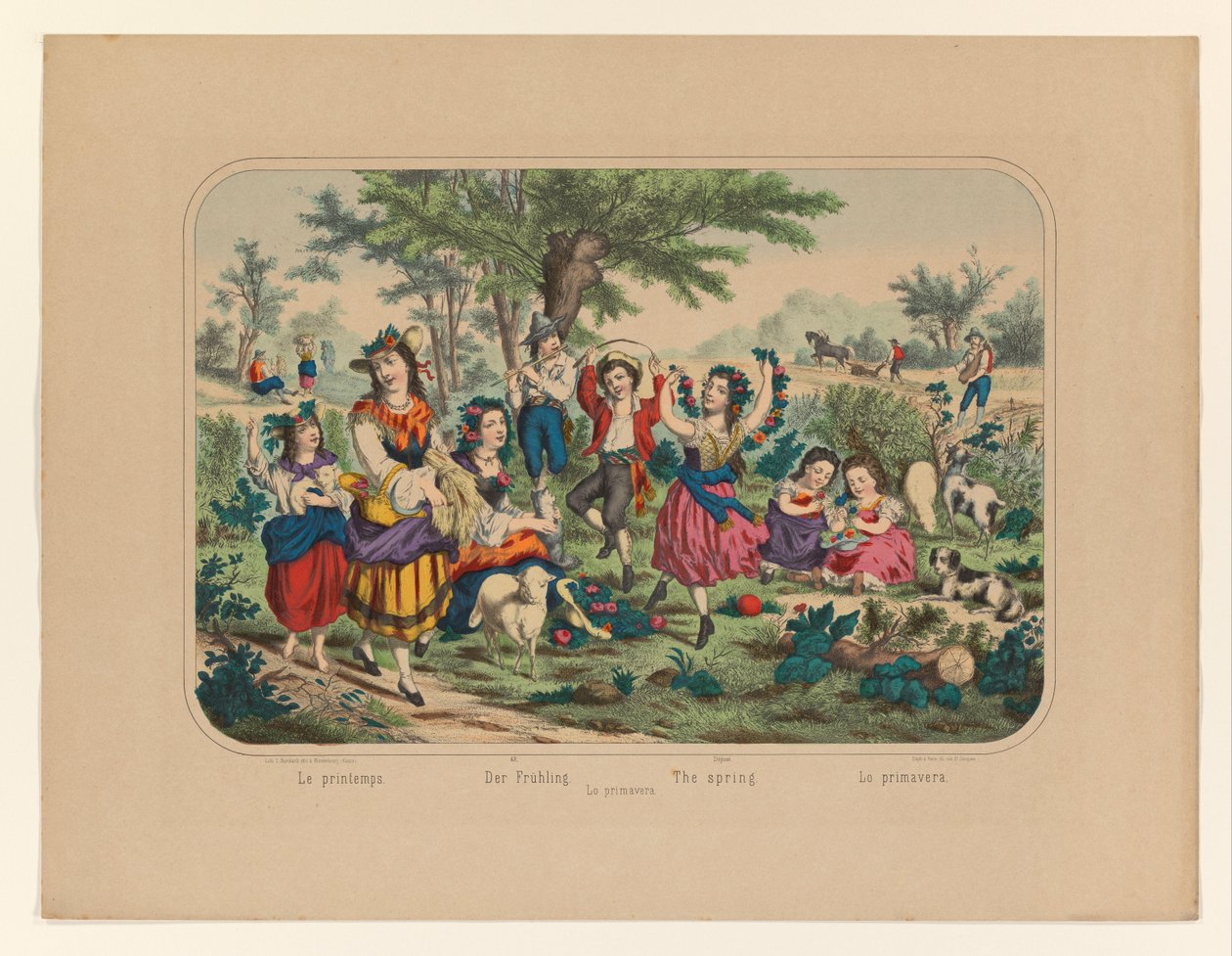 Landschap met figuren Le printemps / Der Frühling / Våren / La primavera / Lo primavera (tittel på objekt) av Anonymous