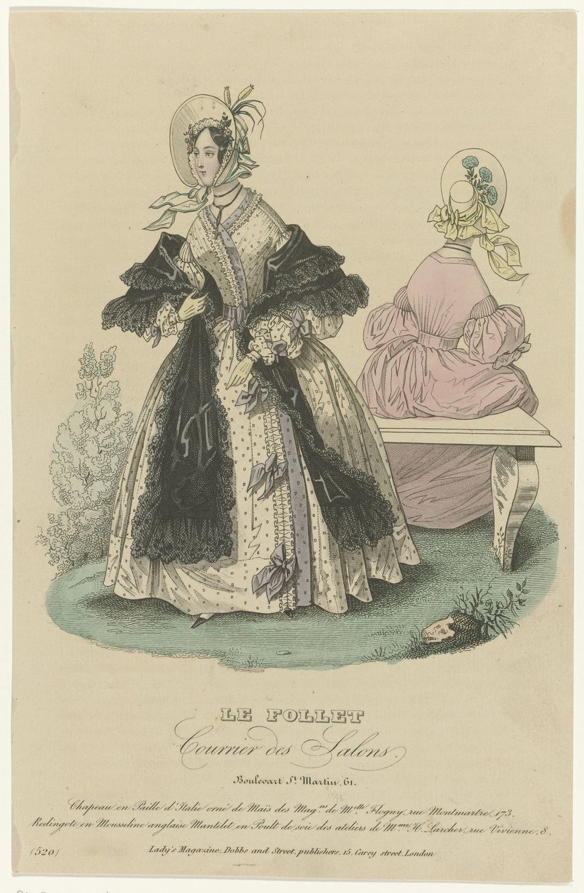 Le Follet, Courrier des Salons, ca. 1836, nr. 520: Stråhatt (...) av Anonymous