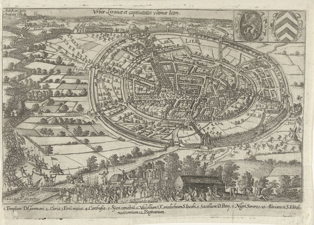 Lier tatt til fange og forlatt av statens hær, 1595 Urbis Liranae et captivitatis ultimae-ikon (tittel på objekt) av Anonymous