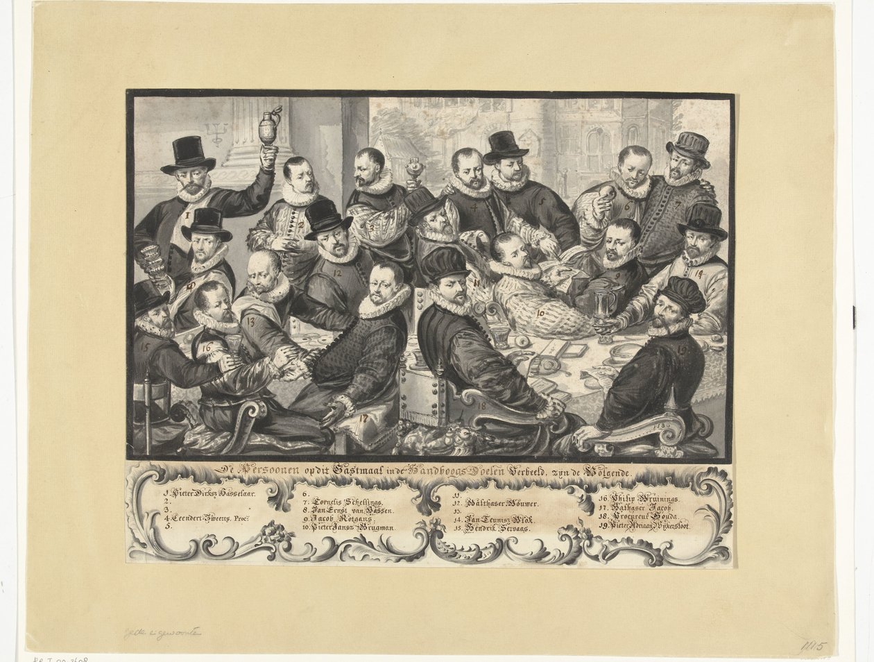 Måltid til offiserer fra Handboogdoelen i Amsterdam, 1586 av Anonymous