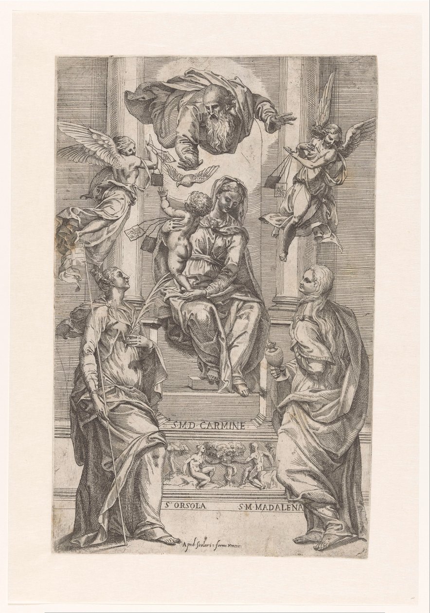Maria med barnet og de hellige Ursula og Maria Magdalena av Anonymous