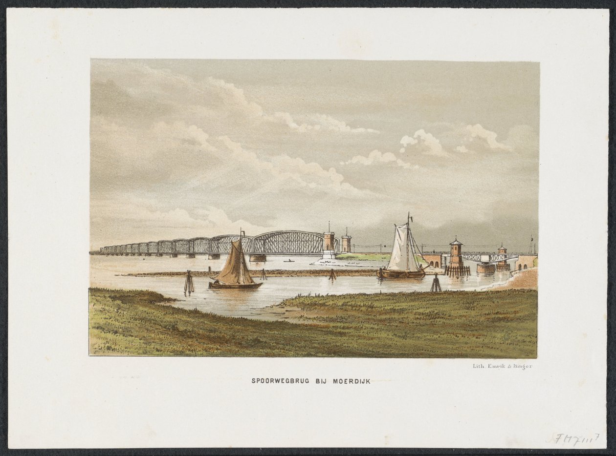 Moerdijk Bridge, 1871 Railway Bridge at Moerdijk (tittel på objekt) Main Railway Bridges i Nederland (serietittel) av Anonymous