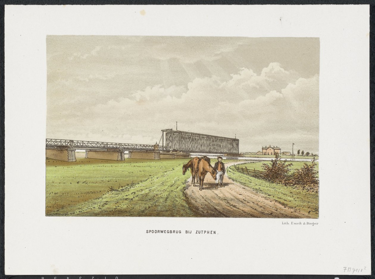 Gamle IJssel-broen nær Zutphen, 1865 Jernbanebro ved Westervoort (tittel på objekt) Hovedjernbanebroene i Nederland (serietittel) av Anonymous