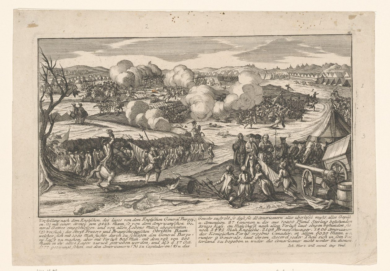 Overgivelse av general Burgoyne til General Gates 17. oktober 1777 av Anonymous