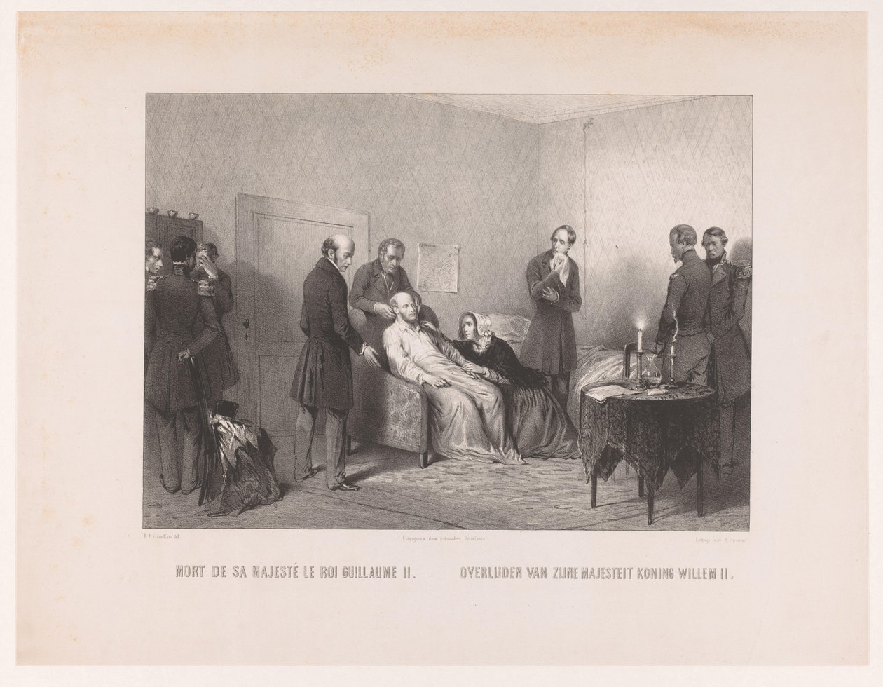 Kong William IIs død Mort de sa majesté le roi Guillaume II / Death of His Majesty King William II (tittel på objekt) av Anonymous