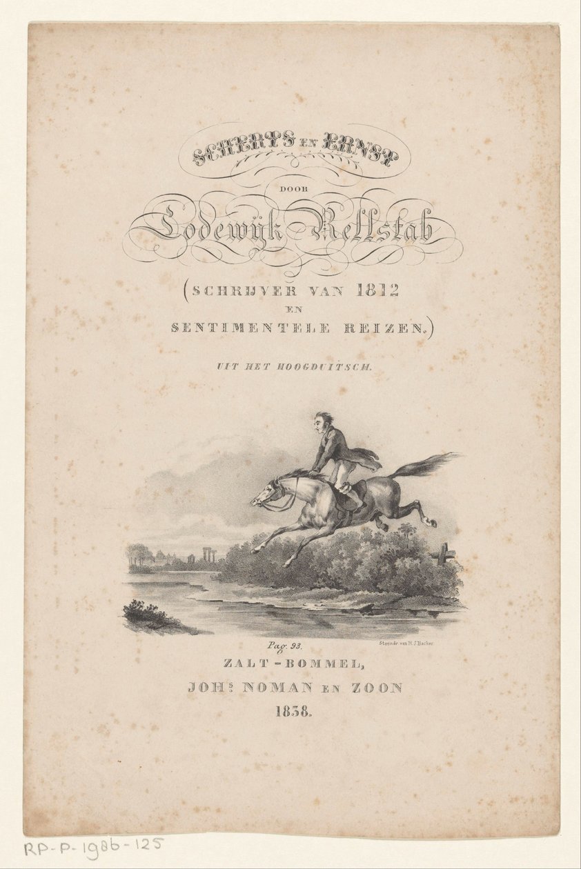 Hesten hopper over elven Tittelside for: Lodewijk Rellstab, Banter and Seriousness, 1838 av Anonymous