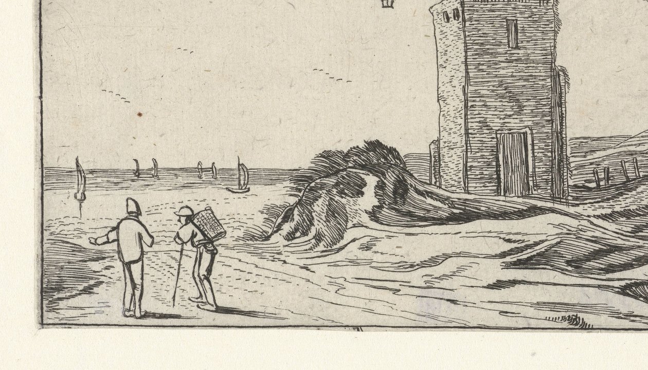 Sti forbi et fyr ved stranden Landskap etter Esaias van de Velde (serietittel) av Anonymous