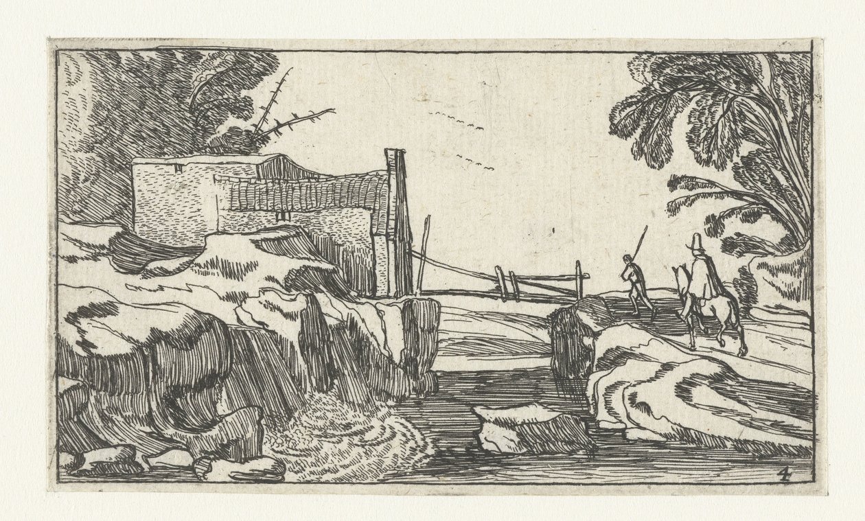 Sti langs en foss Landskap etter Esaias van de Velde (serietittel) av Anonymous