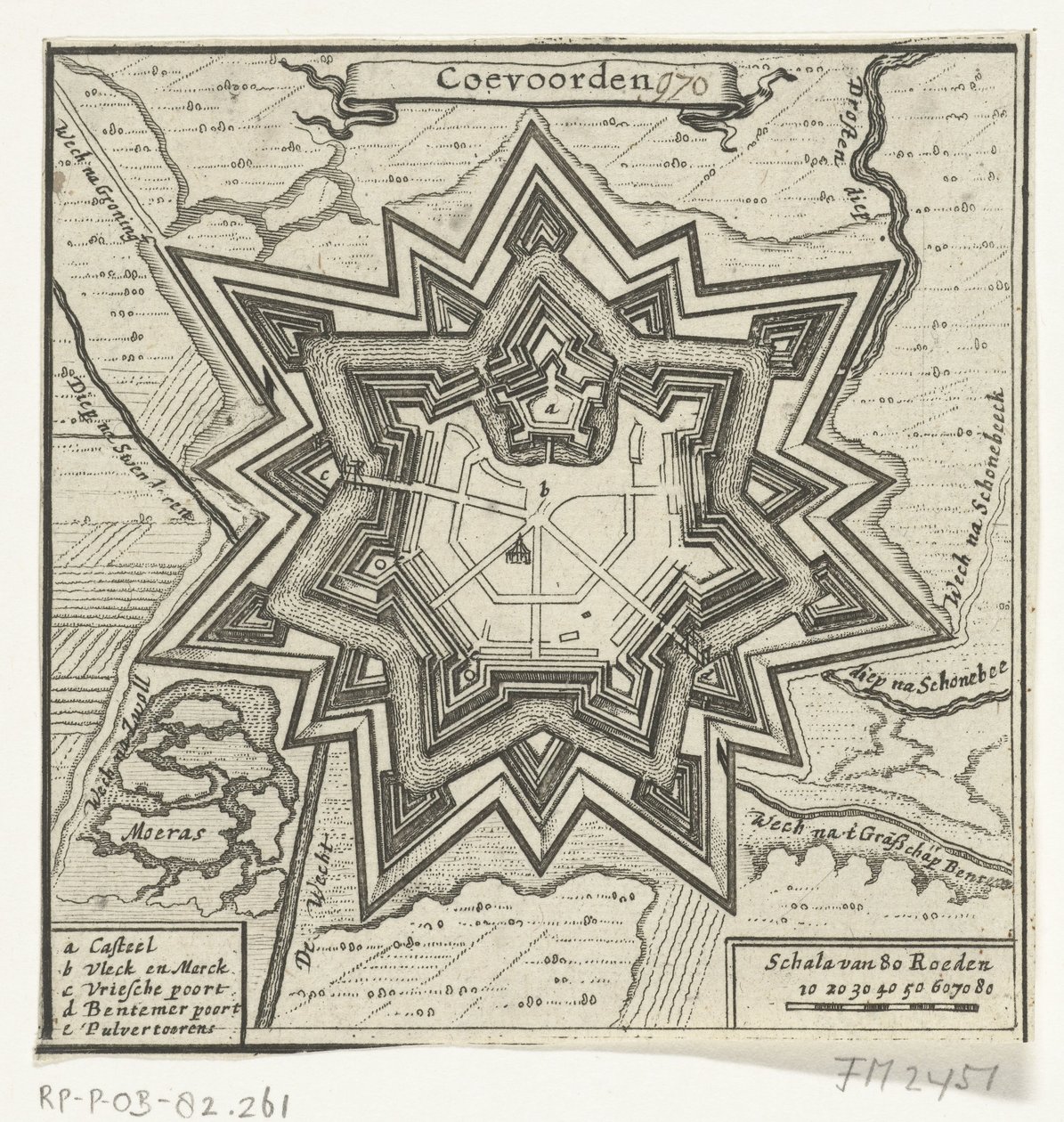 Kart over Coevorden, 1672 Coevorden (tittel på objekt) av Anonymous