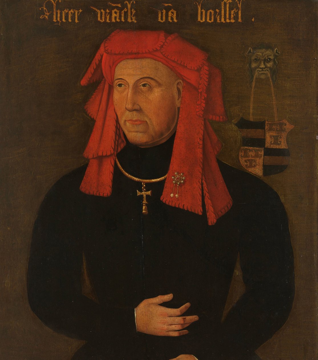 Portrett av Frank van Borselen, Lord of Sint Maartensdijk og Stadtholder of Holland, fjerde ektemann til Jacoba av Bayern, grevinne av Holland og Zeeland (Jacqueline, grevinne av Hainaut) av Anonymous