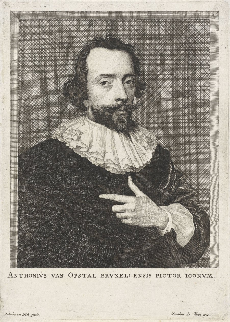 Portrett av Anton van Opstal Anthonius van Opstal Bruxellensis pictor iconum (tittel på objekt) av Anonymous