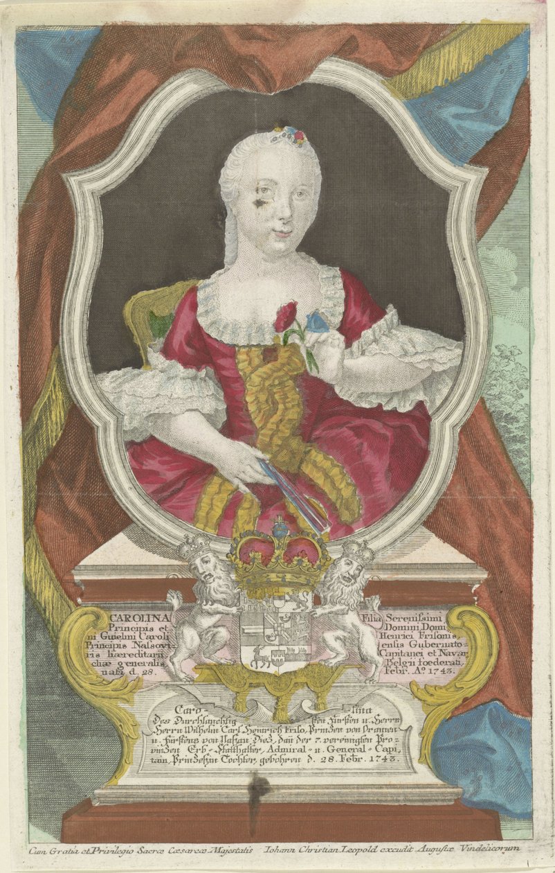 Portrett av Carolina, prinsesse av Orange-Nassau av Anonymous
