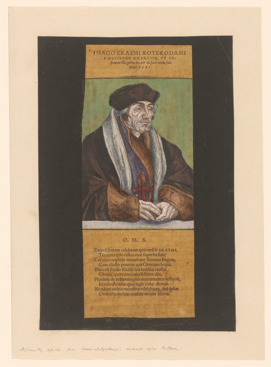 Portrett av Desiderius Erasmus Bilde av Erasmus av Rotterdam (tittel på objekt) av Anonymous