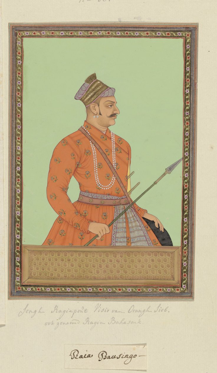 Portrett av Raja Bhao Sing Rajput, som har vært Aurangzebs vizier av Anonymous