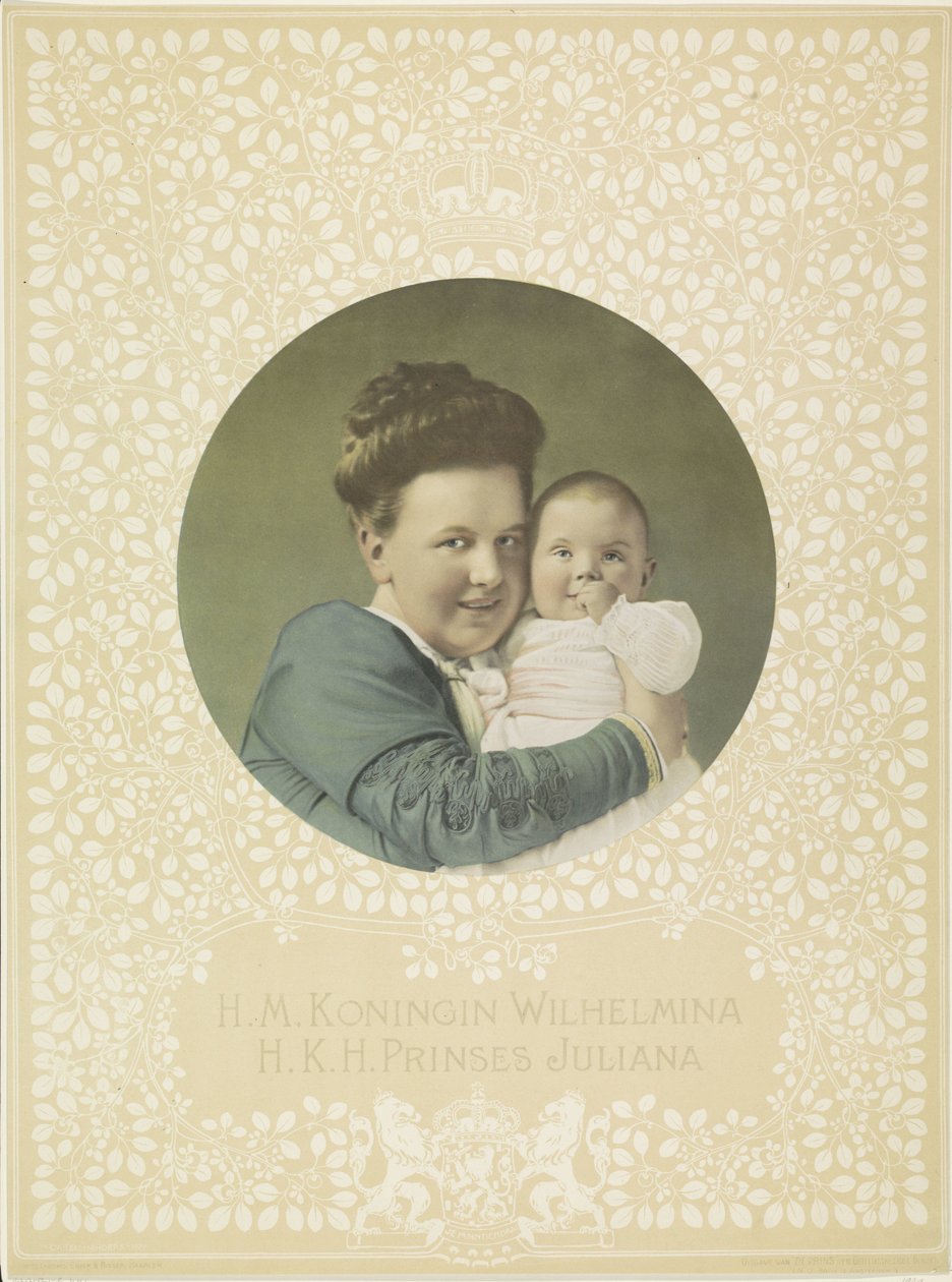 Portrett av Wilhelmina, dronning av Nederland, og Juliana, dronning av Nederland av Anonymous