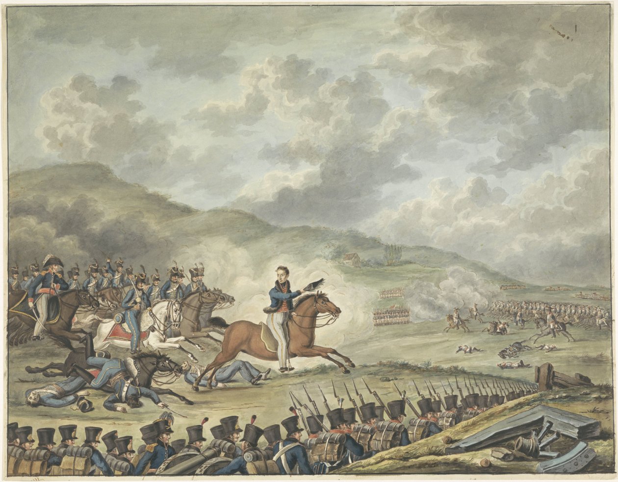 Prince of Orange ledet de nederlandske troppene ved Quatre-Bras, 1815 av Anonymous