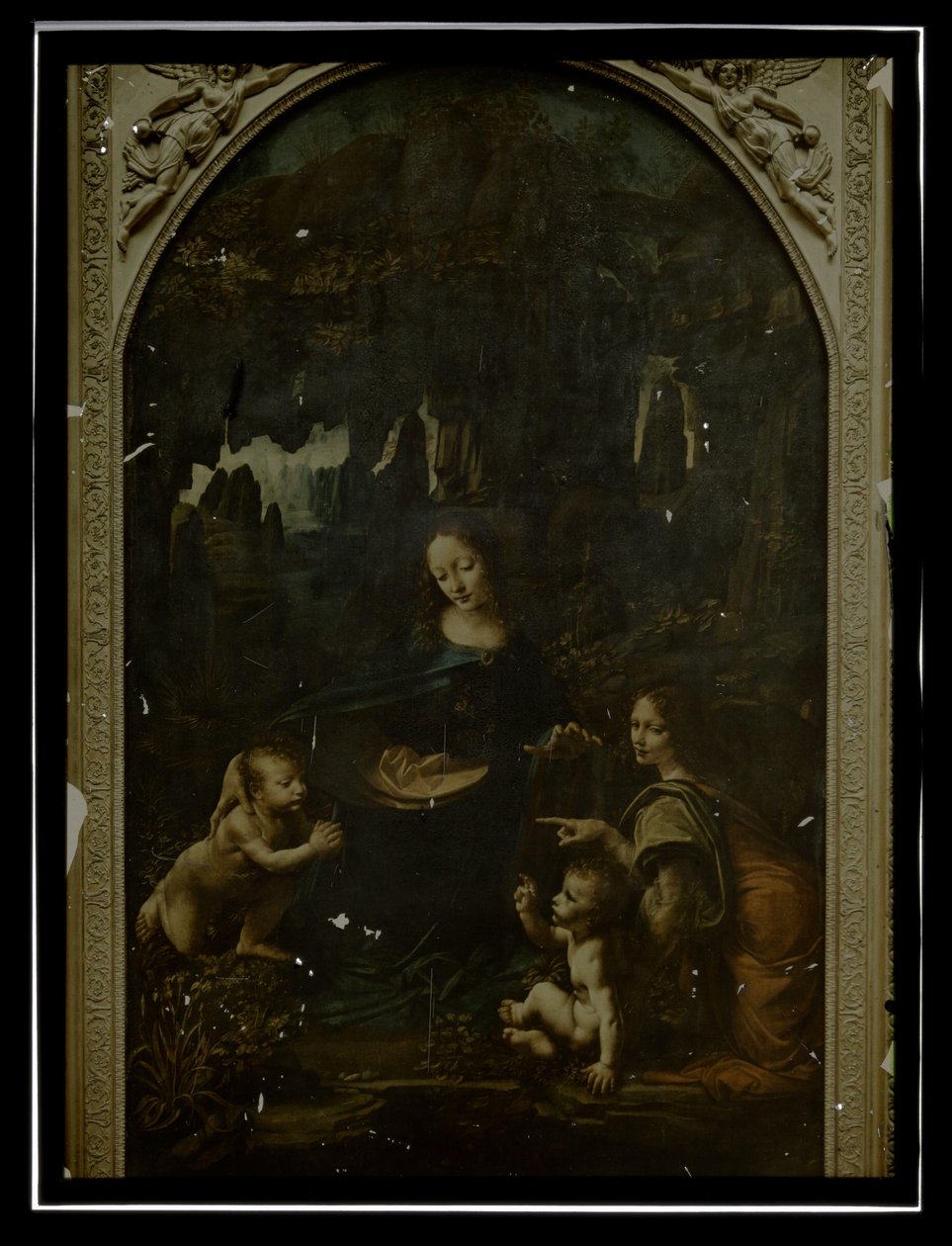Reproduksjon av Leonardo da Vinci, Virgin on the Rocks, Louvre av Anonymous