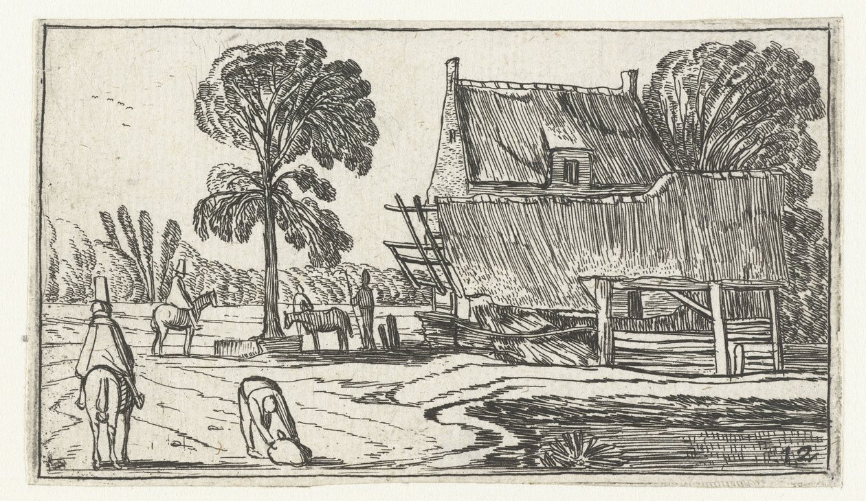 Rytter på veien langs en gård Landskap etter Esaias van de Velde (serietittel) av Anonymous