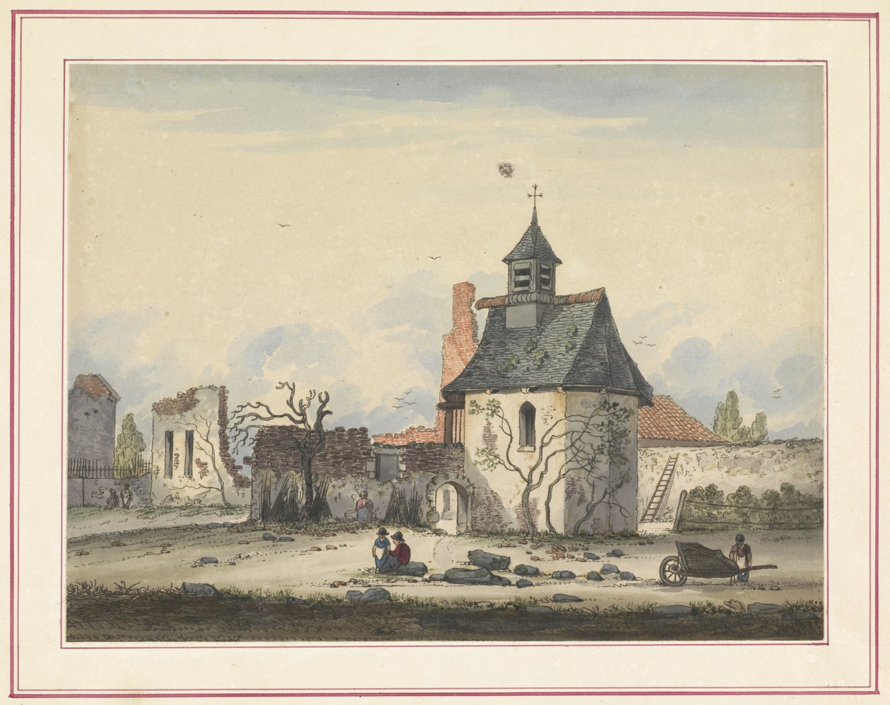 Hougoumont-ruinene Syv plater med Waterloo og omegn (serietittel) av Anonymous
