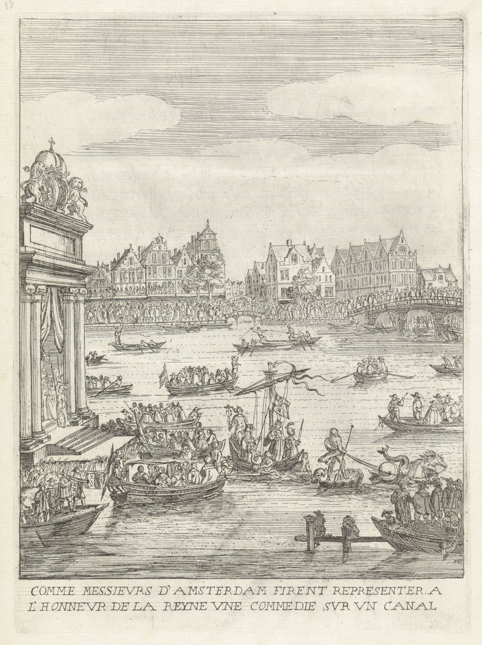 Schouwspel op de Amstel As Gentlemen of Amsterdam hadde en komedie fremført på en kanal til ære for dronningen (tittel på objektet) Historien om dronningens, mor til den mest kristne kongen, inn i United Provinces of the Netherlands Low. (serietittel) av Anonymous