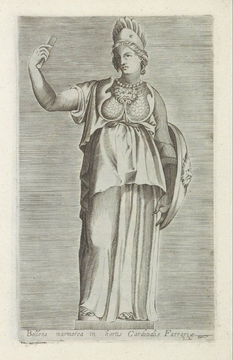 Skulptur av Bellona Bellona-marmor i hagen til kardinal Farraria (tittel på objekt) Antikke skulpturer i Roma (serietittel) Ikoner av de gamle statuene av byen Roma som er sett på offentlige steder (serietittel) av Anonymous