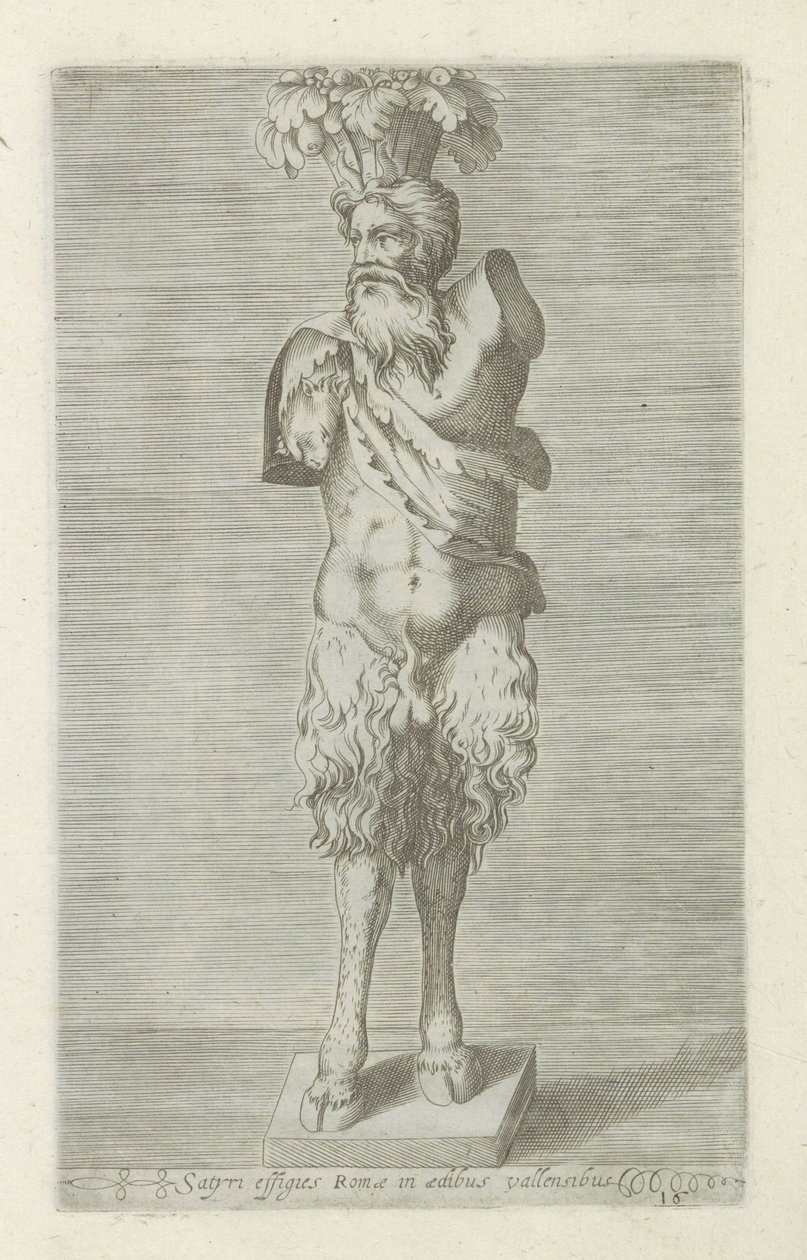 Sculptuur van een sater Satyr-bilder Romae in aedibus valensibus (tittel på objekt) Antike sculpturen in Roma (serietittel) Ikoner av de gamle statuene av byen Roma som er sett på offentlige steder (serietittel) av Anonymous