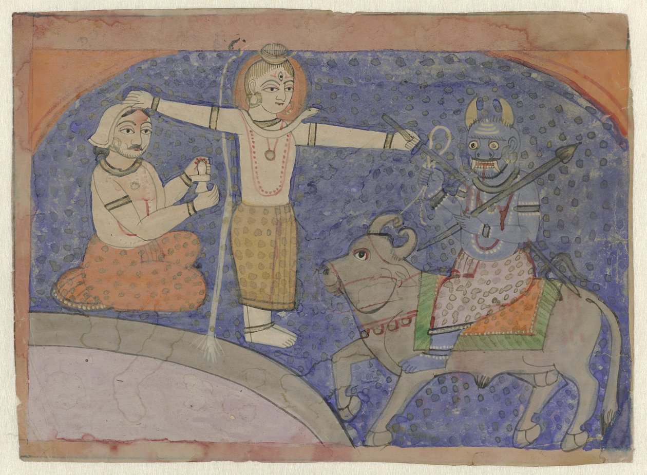 Shiva dreper Yama med sin trefork av Anonymous