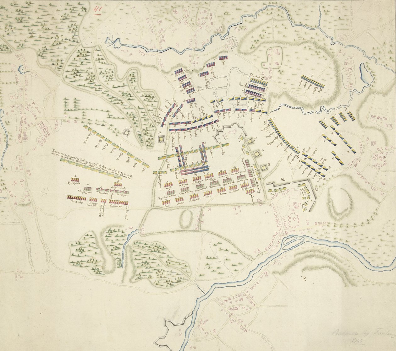 Slagordre i slaget ved Fontenoy, 1745 av Anonymous