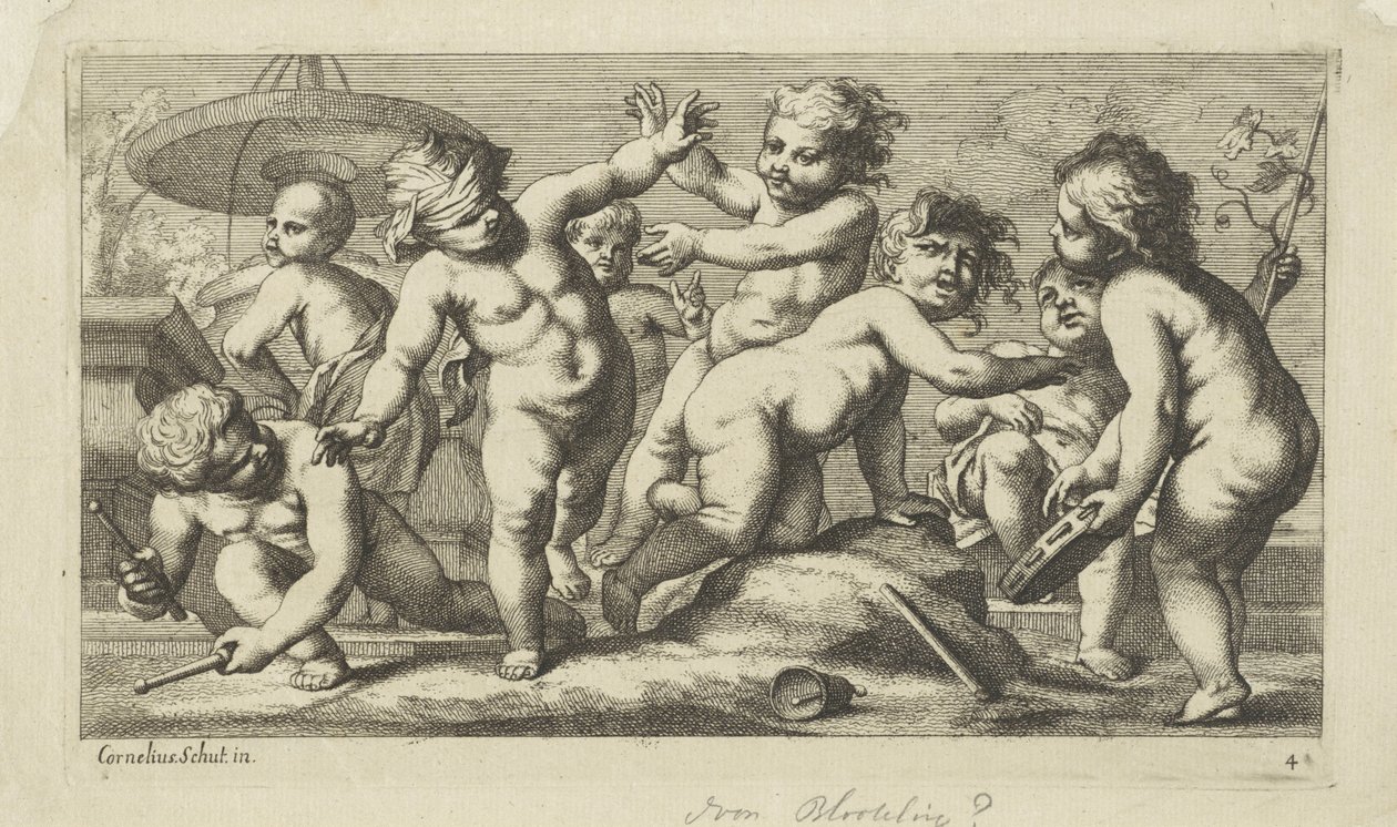 Putti leker ved en fontene Spille putti (serietittel) av Anonymous