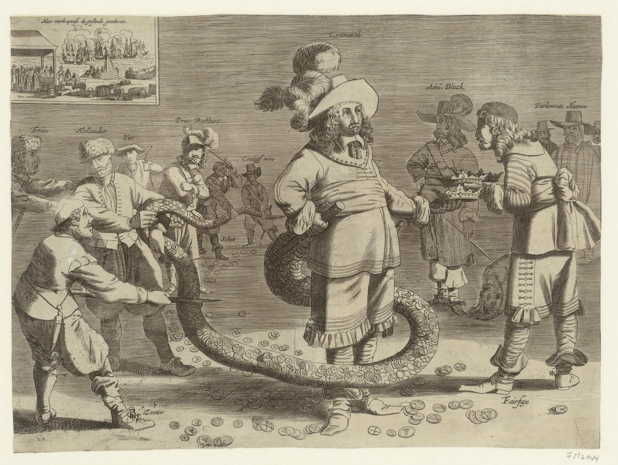 Tegneserie av Cromwell som den grufulle Tailman, 1652 av Anonymous