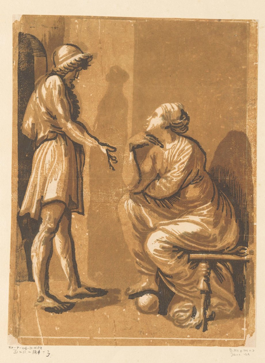 Stående mann og sittende kvinne Kunstner Raphael og hans elskerinne av Anonymous