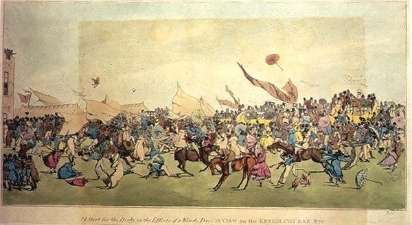 Start for Epsom or the Effects of a Windy Day, 1820 av Anonymous