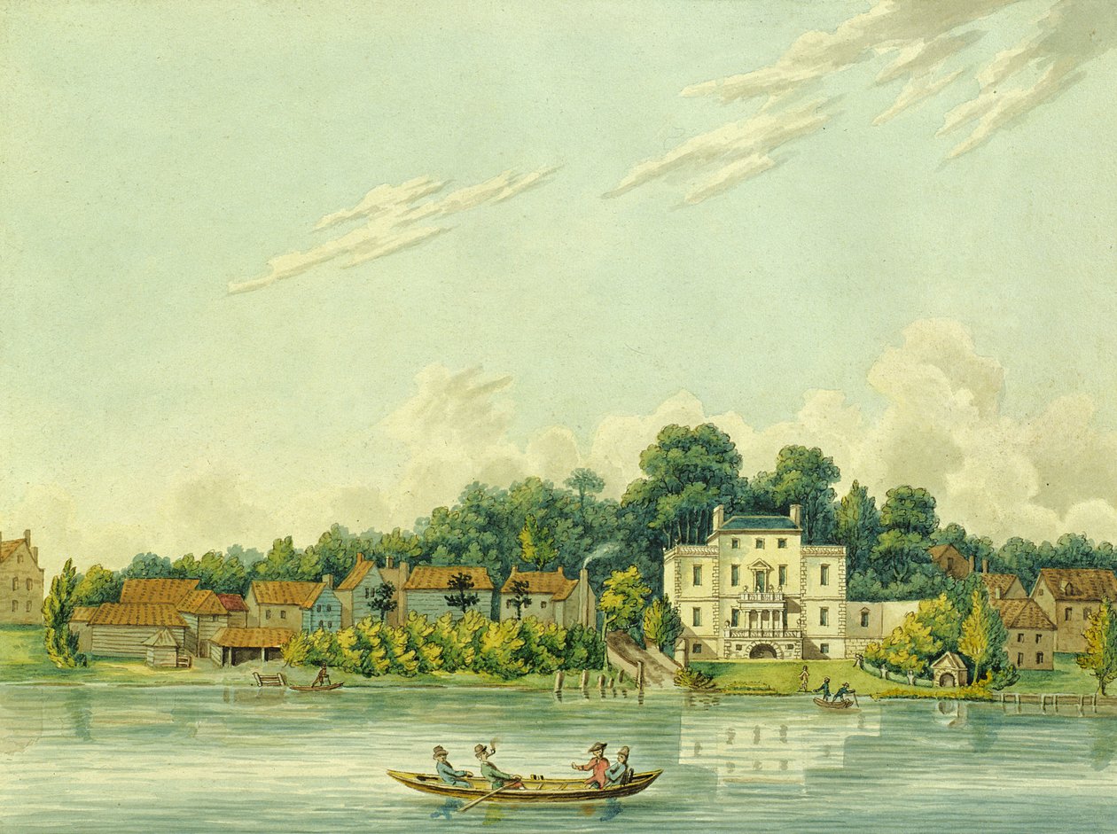 Themsen ved Twickenham, viser huset til Alexander Pope av Anonymous
