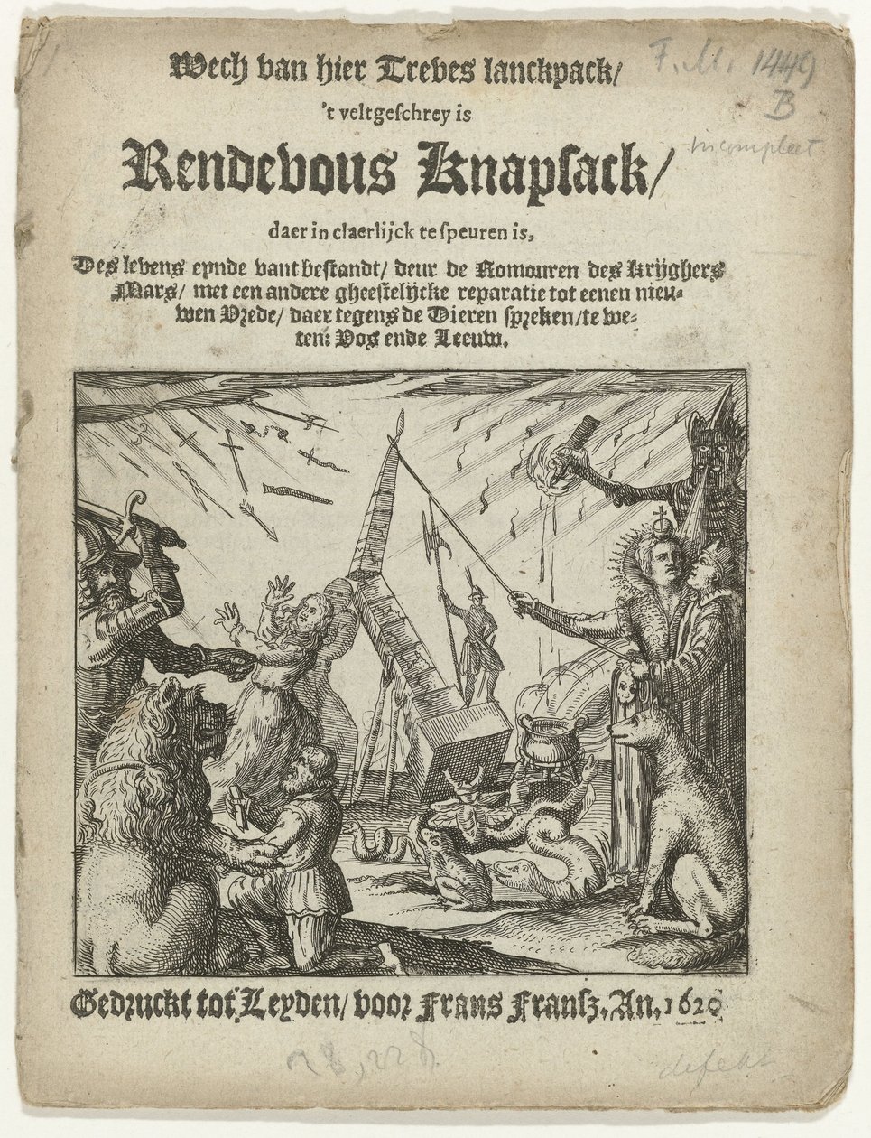 Tittelsiden til heftet: Rendevous Knapsack, 1620 av Anonymous