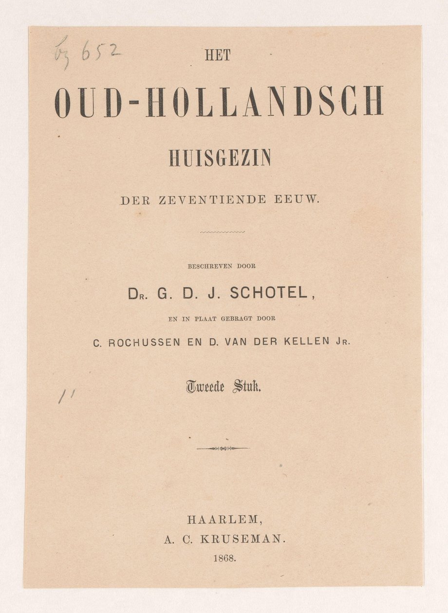 Tittelside for: Gillis Dyonisius Jacobus Schotel, The Old Dutch Household, Second Piece, 1868 av Anonymous