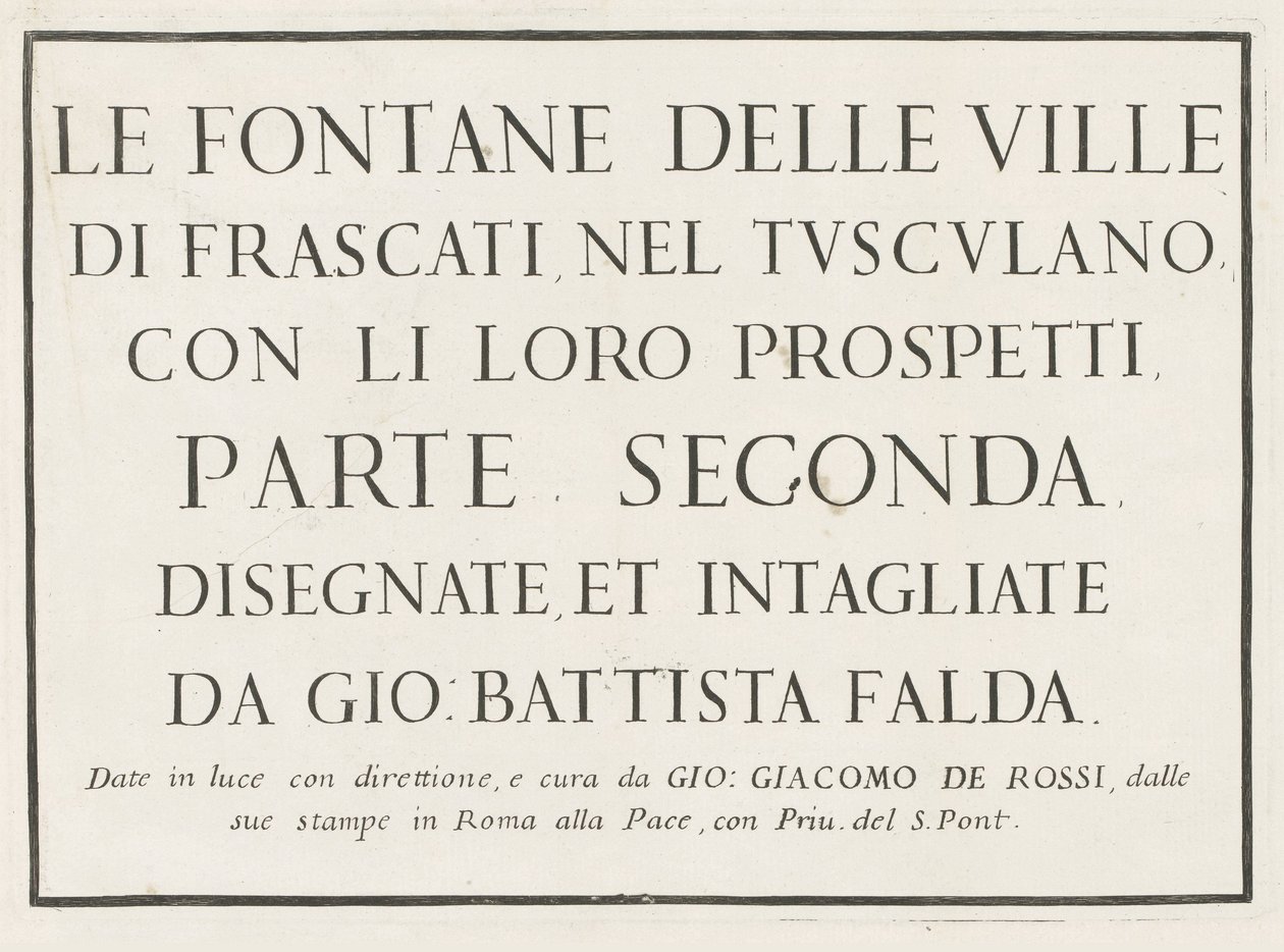 Titteltrykk med innrammet tittel Fontane delle ville di Frascati (serietittel) Fountains of Frascati (serietittel) av Anonymous