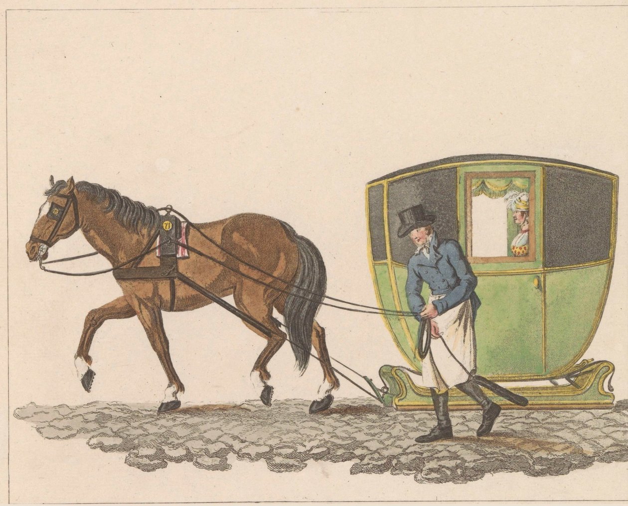 Toeslede, 1810-1825 Innleid slede, hermetisert under navnet Sleede eller Slee (tittel på objekt) av Anonymous