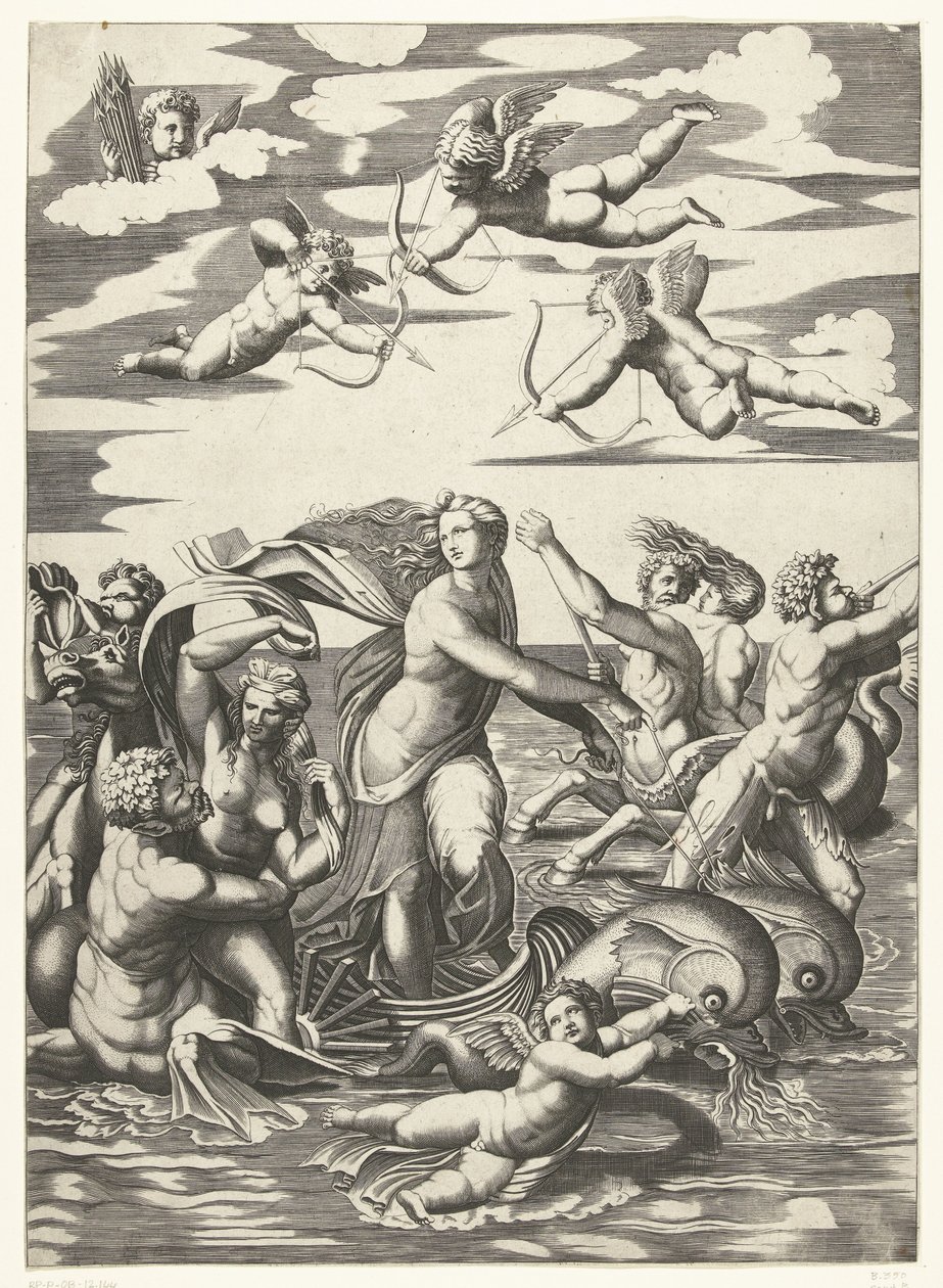 Triomf van Galatea møtte tritons i nereïden in putti av Anonymous