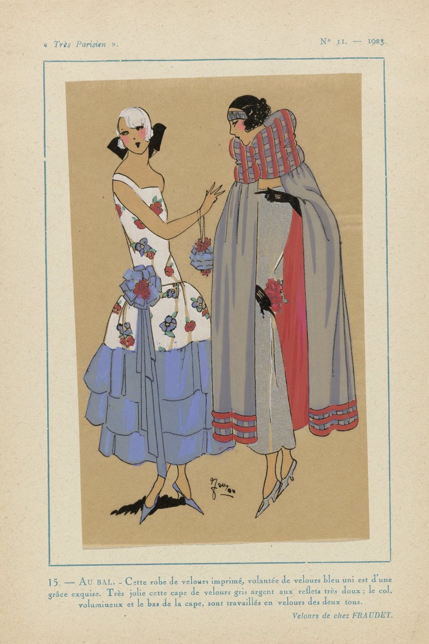 Veldig parisisk, 1923, nr. 11: 15. - AU BAL. - Denne fløyelskjolen... av Anonymous