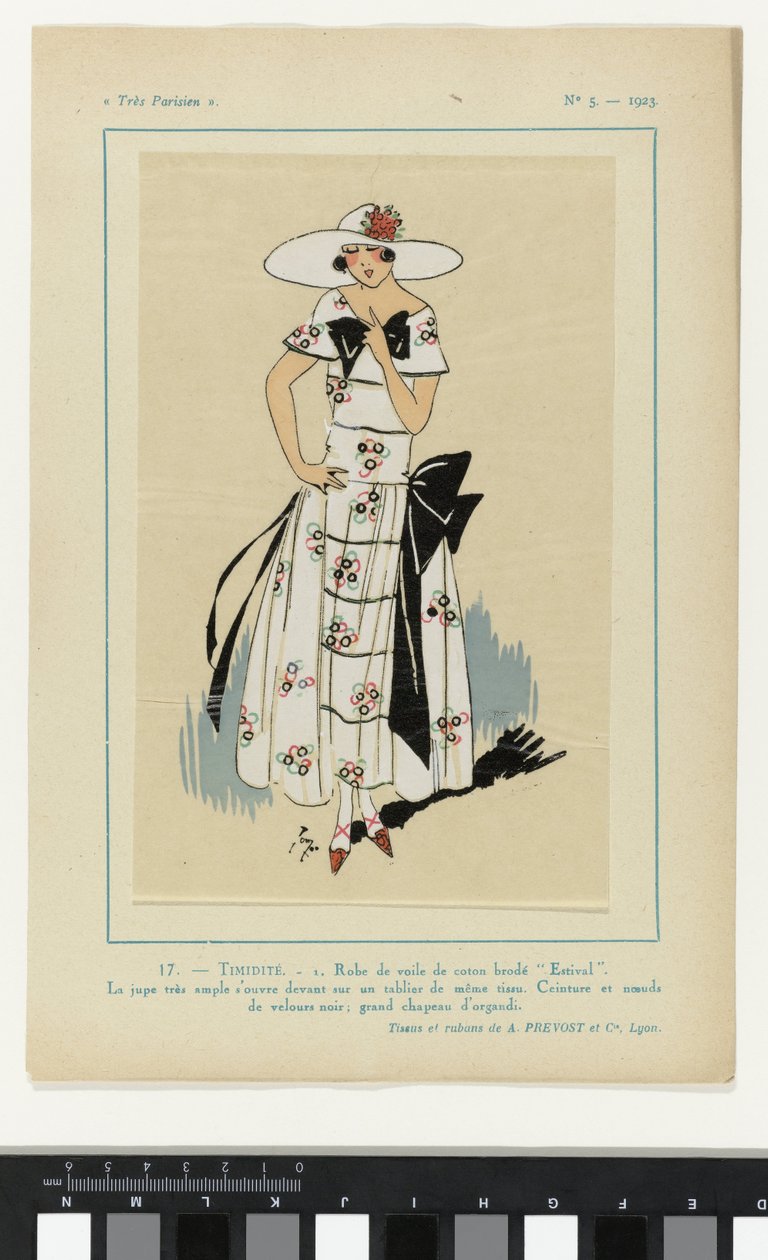 Veldig parisisk, 1923, nr. 5: 17.- SKYNESHET. - 1. Veil kjole... av Anonymous