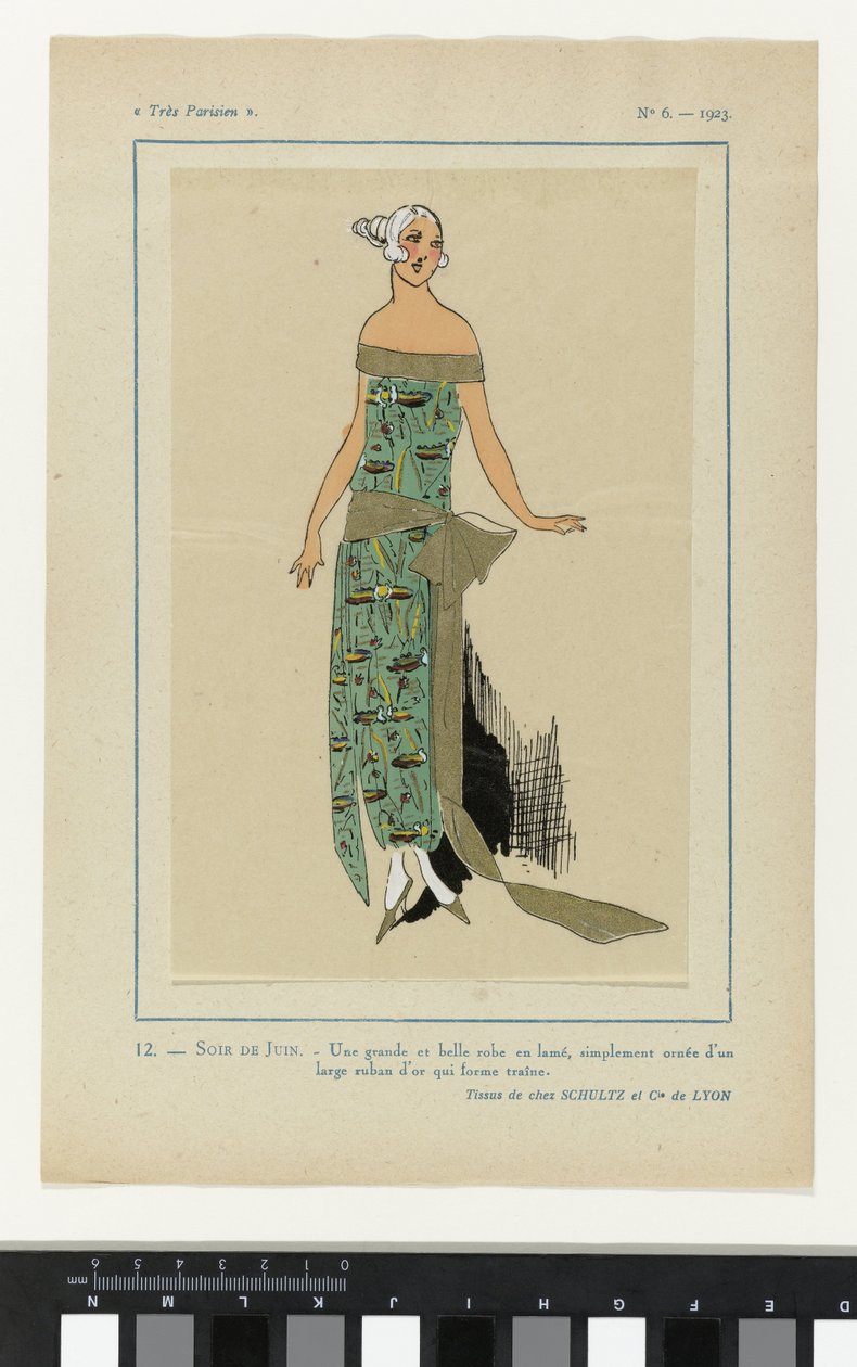 Meget parisisk, 1923, nr. 6: 12.- JUNI KVELD. - En stor og vakker kjole... av Anonymous