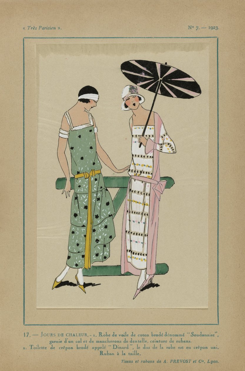 Meget parisisk, 1923, nr. 7: 17.- DAGER MED VARME. - 1. Voile kjole i bomull... av Anonymous