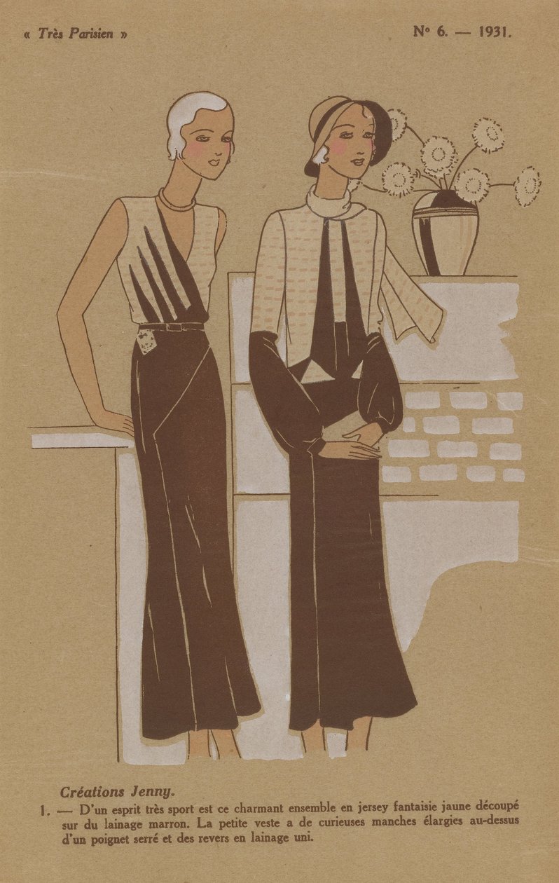 Very Parisian, 1931, nr. 6: Creations Jenny. / 1. - Med en veldig sporty ånd.... av Anonymous