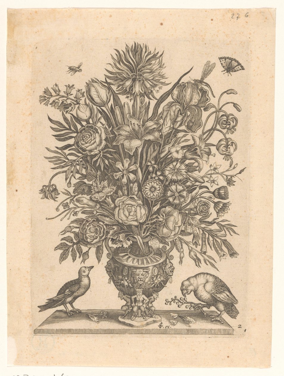 Vase med blomster og to fugler Vaser med blomster (serietittel) av Anonymous
