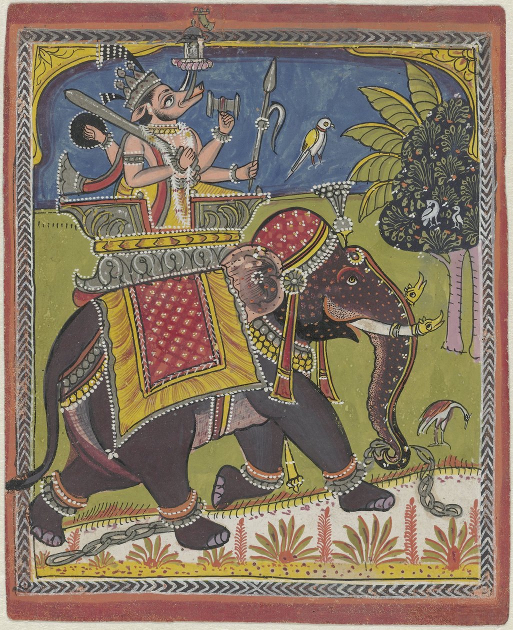 Varaha (Vishnu som villsvin) som rir på en elefant av Anonymous