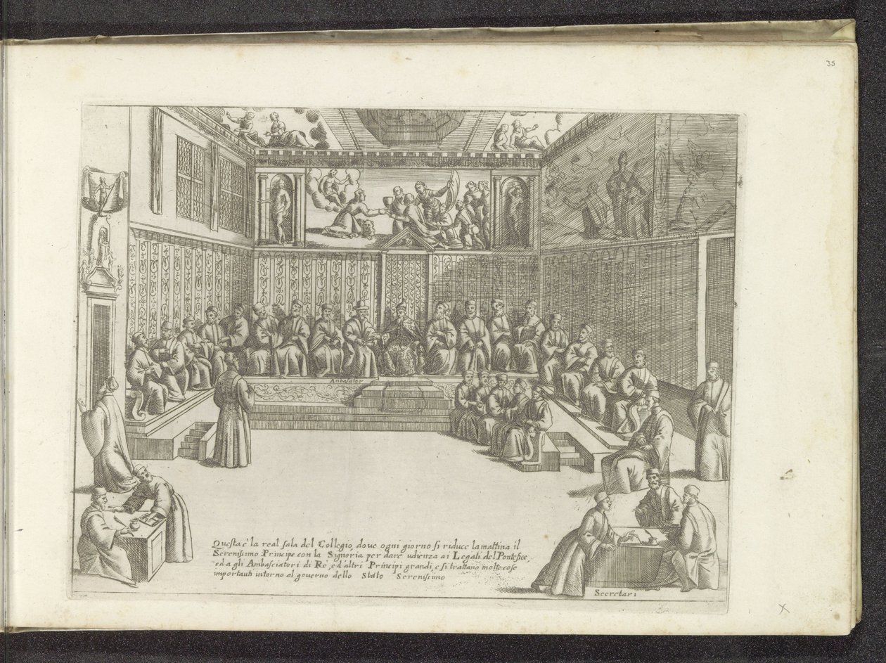 Vergadering i de Sala del Collegio Scènes uit het Venetiaanse leven (serietittel) Habiti d