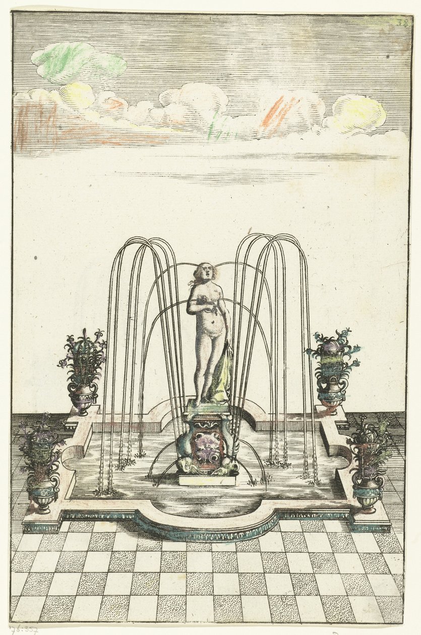 Firkantet basseng med halvsirkelformede buler Architectura Curiosa Nova (serietittel) av Anonymous