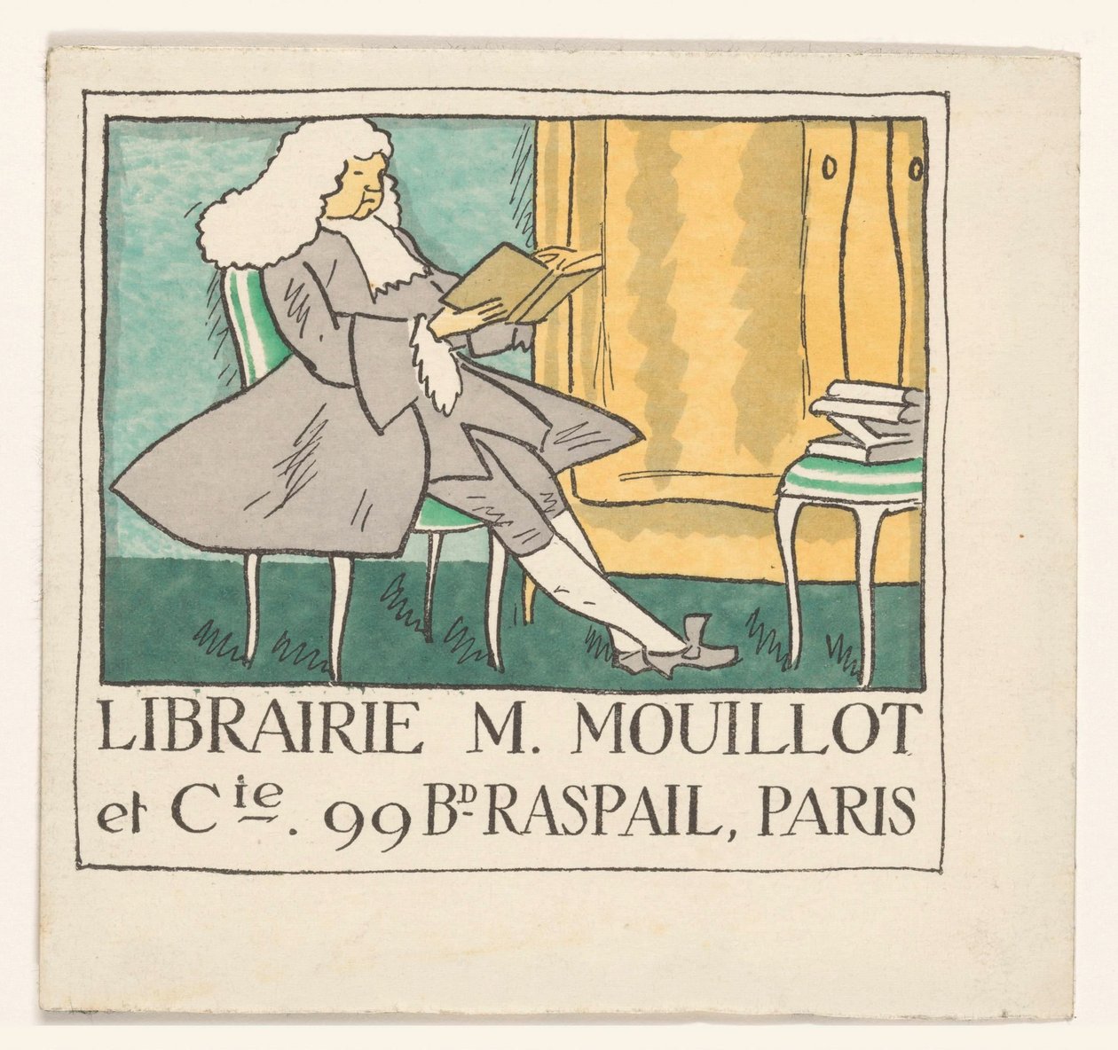 Visittkort fra bokhandel M. Mouillot et cie i Paris av Anonymous