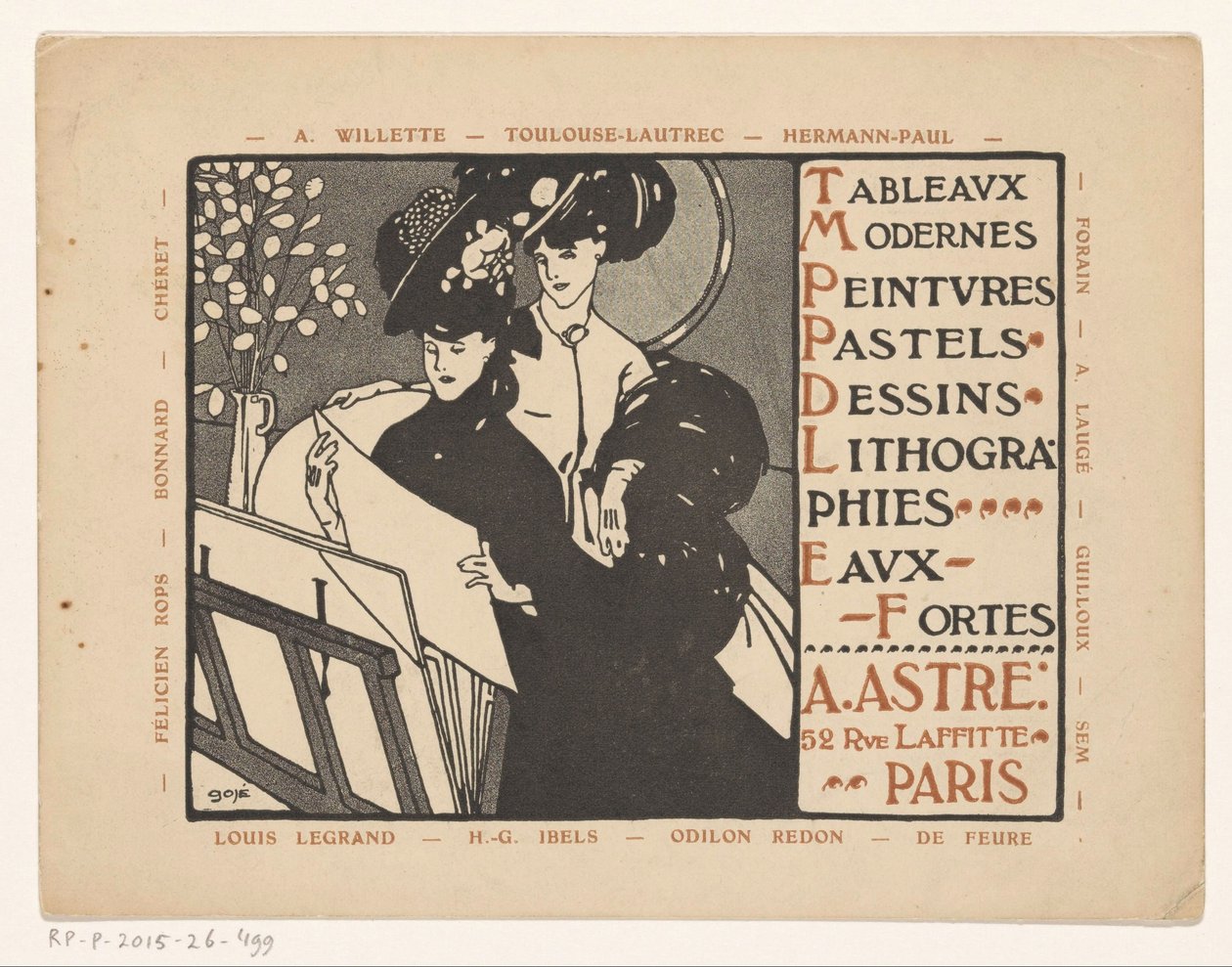 Visittkort til kunsthandler Achille Astre i Paris av Anonymous