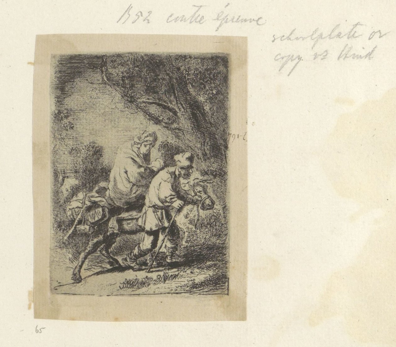 Fly til Egypt: Small Plate Recueil de Rembrandt av H. L. Basan, 1807/1808, 65 (124) (serietittel) Recueil de quatre-vingt-cinq estampes originales (serietittel) av Anonymous